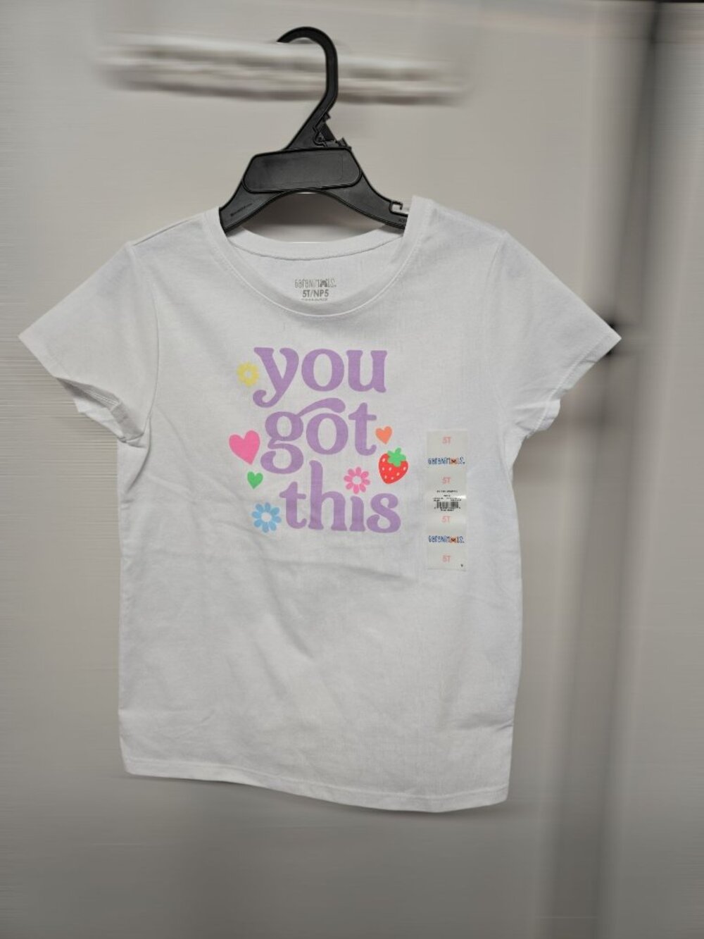 NWT Girls “You Got This” Inspirational Short Sleeve Graphic Tee – Size 5T White